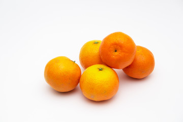 fresh mandarin oranges fruit on white background