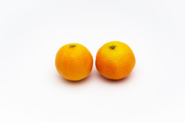 fresh mandarin oranges fruit on white background