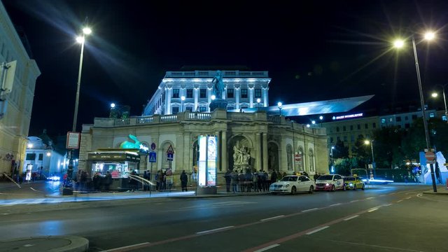 Albertina Vienna timelapse at night in 4K, The Albertina is a museum in the Innere Stadt in Vienna Austria.