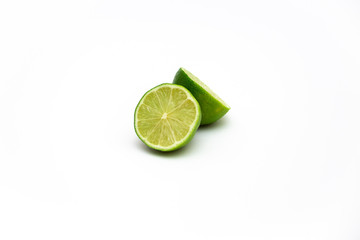 Fototapeta na wymiar fresh lime in the cut isolated on white background