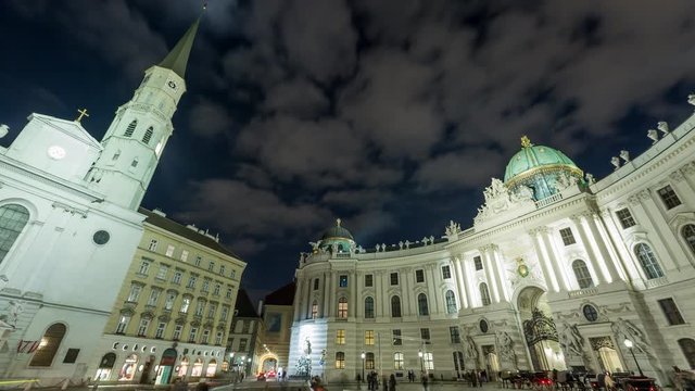 Michaela Square Vienna Timelapse at night in 4K, Vienna Austria.