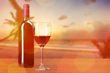 Bottle and Glass of Red Wine