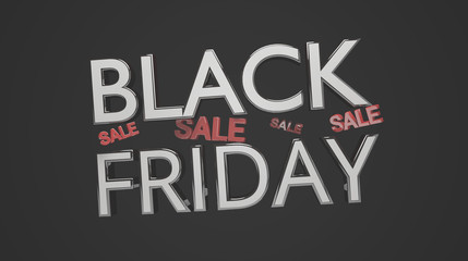Black Friday bold letters 3d-illustration