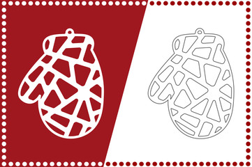 Modern Christmas mitten ball. New Year's Toy for laser cutting. Vector illustration.