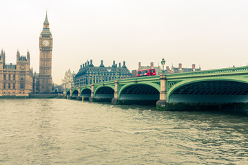 A view of Westminster Bridge and the Houses of Parliamentfrom the south bank of the River Thames