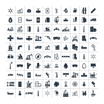 200 oil and gas industry isolated icons on white background