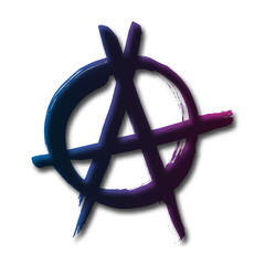 Anarchy hand drawn brush vector symbol on white background. Anarchist revolution grunge style. Punk rock protest gradient letter A icon.