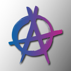 Fototapeta premium Anarchy hand drawn brush vector symbol. Anarchist revolution gradient logo. Punk rock protest letter A icon.