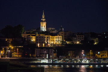 Belgrade Kalemegdan skyline view at night