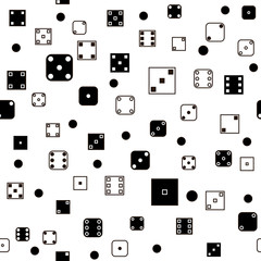 Black and white seamless pattern with dice. Vector illustration. Black and white background texture for your design