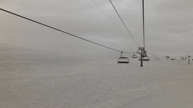 day time gudauri ski resort lift ride panorama 4k georgia
