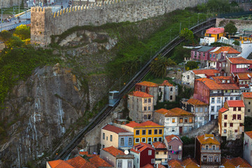 View of the Old houses in historical centre of Porto, Portugal.