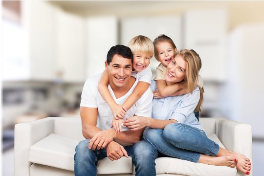 Beautiful smiling Lovely family indoors