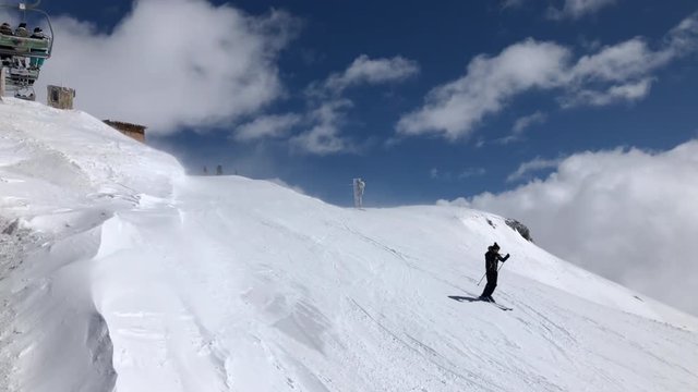 sunny day winter time gudauri ski resort panorama 4k georgia
