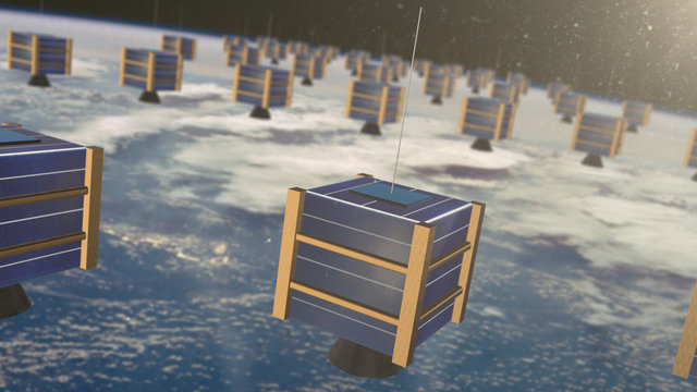Nano satellite or nanosat communication global connected tecnology network