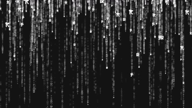 Binary rain, streams of white numbers, 4K abstract background, matrix effect. 
