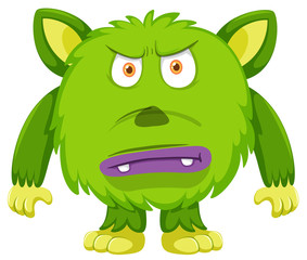 Angry green Monster white background