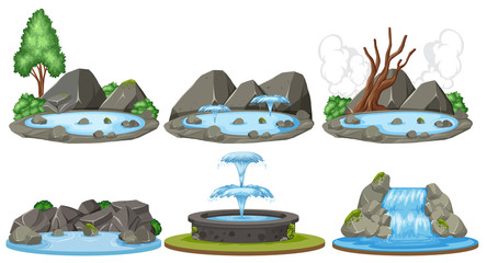 Set of water scenes