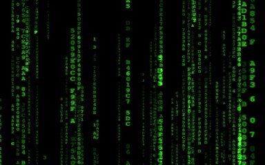 Background in a matrix style.Binary computer code on black background.Green digital code numbers in matrix style.Cyberpunk hacker abstraction backdrop.Random numbers falling on the black background.