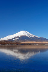 富士山 冬景色 日本の山梨県山中湖村