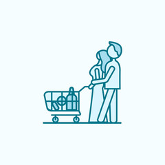 family shopping 2 colored line icon. Simple colored element illustration. family shopping outline symbol design from shopping mall set