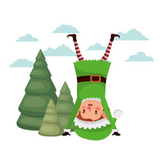 elf moving with christmas trees avatar character
