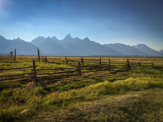 Fototapeta na wymiar The Tetons in the Afternoon from Mormon Row