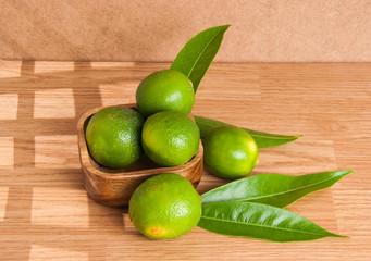 fresh lemon on the vintage wooden table