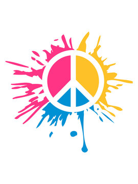 bunt klex farbklex farbe tropfen graffiti stempel rund kreis no peace zeichen symbol frieden krieg hippie liebe b&ouml;se gut logo design