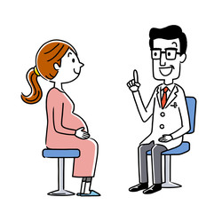 診察：男性医師と妊婦
