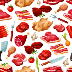 Butcher shop farm meat products pattern