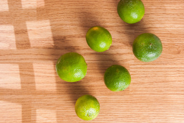 fresh lemon on the vintage wooden table