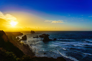 Obraz premium Blue, Yellow Big Sur Sunset