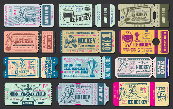 Ice hockey game vector tickets