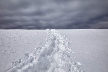 Fototapeta na wymiar Snow and sky background