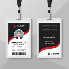 Office ID card template with red details