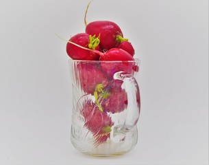 Red Radishes in Glass