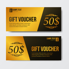 gift voucher label coupon template for marketing promotion with gold number premium vip