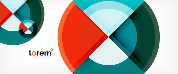 Fototapeta premium Modern geometric circles abstract background, colorful round shapes with shadow effects