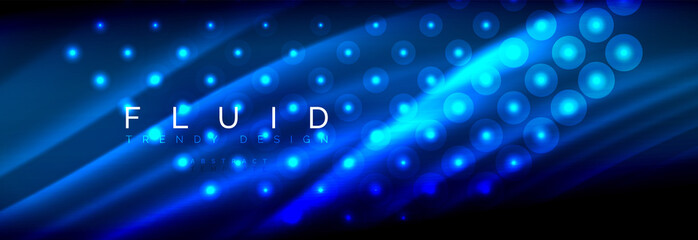 Obraz premium Liquid neon flowing waves, glowing light lines background