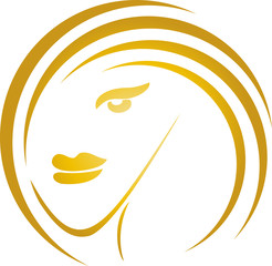 Gesicht und Haare, Frau, Friseur, Logo	