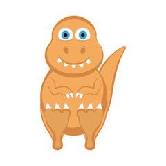 Obraz premium Cute dinosaur cartoon character. Vector illustration design