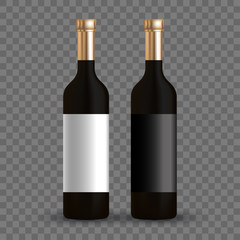 Vector dark bottle set template. Empty label for packaging design.