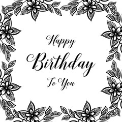 Vector illustration of a beautiful floral border for birthday card