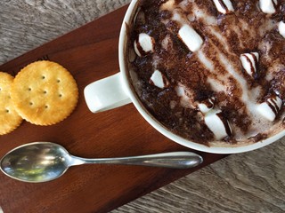 chocolate cake with cup of coffee