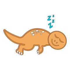 Cute dinosaur cartoon character sleeping. Vector illustration design