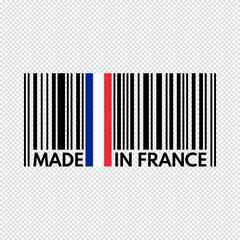 barcode made in france, vector illustration on transparent background