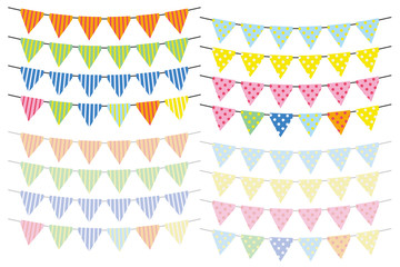 三角フラッグ(縦縞と水玉模様カラフルバージョン)アーチタイプ