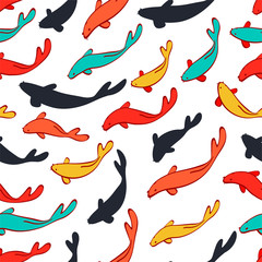 baby whale fish seamless vector pattern