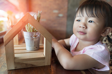 Asian cute baby girl happiness.